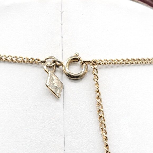 Vintage Sarah Coventry Gold Tone Curb Link Chain Diamond Floral Pendant Necklace - Picture 5 of 6